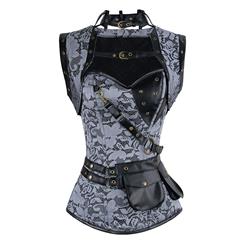 Lace Overlay Steampunk Corset with Jacket N8980