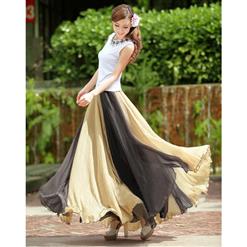 Contrast Color Chiffon Long Fairy Skirt N9069