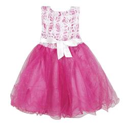 Bowknot Applique Work Glitter Princess Dress N9113