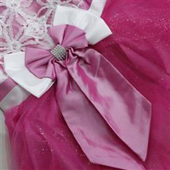 Bowknot Applique Work Glitter Princess Dress N9113