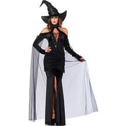 Sexy Black Witch Costume, Sultry Sorceress Costume, Black Velvet Witch Costume,#N9153