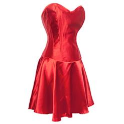 Red Flared Corset Dress N9170