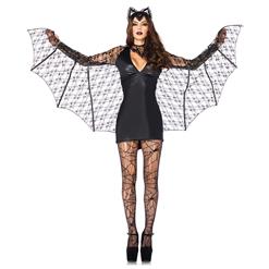 Sexy Black Bat Costume, Lace and Leather Bat Costume, Vampire Bat Costume, #N9193