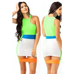 Colorful Bodycon Party Dress, Sexy Sleeveless Club Dresses, Mini Celebrity Party Dress, Cut Out Package Hip Dress, #N9251