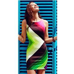 Fashion Colorful Sleeveless Bodycon Dress N9263