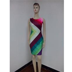 Fashion Colorful Sleeveless Bodycon Dress N9263