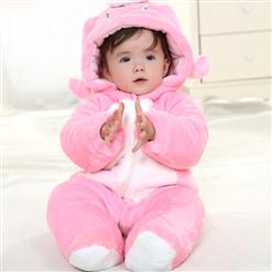 Cute Pink Virgo Baby jumpsuit, Flannel Baby Clothes, Halloween Baby Cute Cartoon Clothing, Front Zipper Of Clothes, #N9272