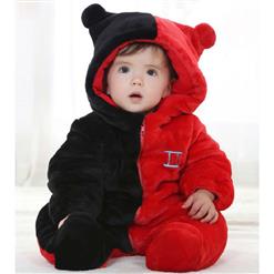Two Color Stitching Jumpsuits, Have Hat and Zipper Baby Clothes, Comfortable Flannel Cotton Clothes, Baby Halloween Cartoon Clothing, #N9278