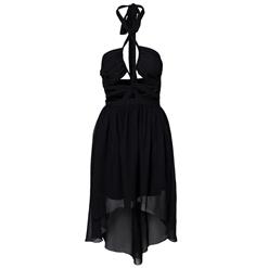 Black Chiffon High-low Hemline Dress N9286