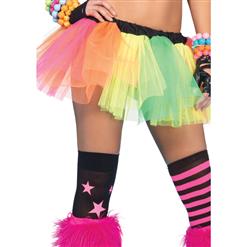 Ballet Dance Tutu, Rave Party Costume, Multi Rainbow colors Skirt, Fashion Rainbow Tail Fluffy Organza Petticoat, #HG9353