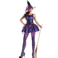 Sexy Purple Classic Starry Night Witch Costume N9389