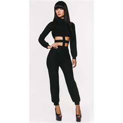 Long Sleeves Bodysuit, Black Hollow Out Jumpsuits, Summer Autumn Fashion Sexy Clubwear Cocktail Party Club Jumpsuit, #N9442