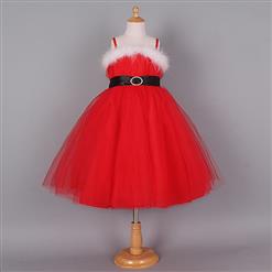 Cute Red Slip Dress, Cheap Christmas Princess Dress, Red Organza Dress  #N9656