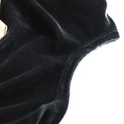 Noble Black Long Sleeves Velvet Satin Bowknot Princess Dress N9707