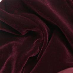 Noble Wine-Red Velvet Bowknot High Waist Long Sleeves Organza Princess Dress N9708