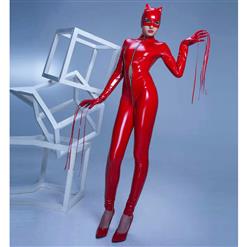 Fashion Red Costume, Sexy Women Red Long Sleeves Costume, Mask Costume, Cheap High Quality PVC Costume,  #N9745