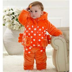 Orange Baby Outfit, Comfortable Flannel Baby Costume, Cheap Orange Crab Shape Baby Climbing Clothes,  #N9787