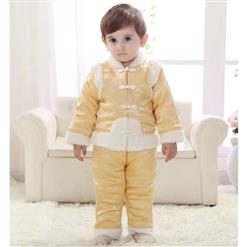 Classical Yellow Baby Outfit, Comfortable Brocade Baby Costume,Cheap Red Baby Tang Suit Costume,  #N9799