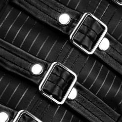 Retro Black Stripe Side Zipper Vest Underbust Corset N9944
