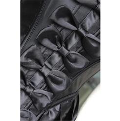 Elegant Women's Black Lace Edge Scoop Neck Short Cuffs Overbust Corset N9945