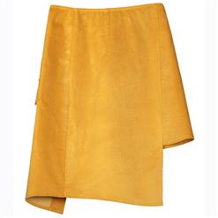 Women's High Waist Pocket Button Asymmetric Lace-up A-Line Skirt N15722