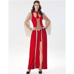 Red Maiden Renaissance Costume, Medieval Costume for Women, Renaissance Beauty Cosplay Costumes, Red Medieval Ladies Halloween Costumes, #N17119