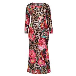 Long Sleeve Dresses for Women, V Neck Maxi Dress, Plus Size Maxi Dress, Flower Leopard Print Maxi Dress, Slim Fit Maxi Dress, V Neck Fashion Maxi Dresses, #N15752