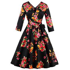 3/4 Length Sleeve, Vintage Dress for Women, Fashion Dresses for Women Cocktail Party, Casual Swing Dress, Square Neck Swing Dress, #N14448