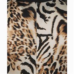 Women's Long Sleeve V Neck Leopard Print Plus Size Jumpsuit N15614
