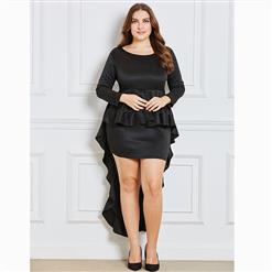 Women's Long Sleeve Round Neck Double-Layered Plus Size Bodycon Dress N15543