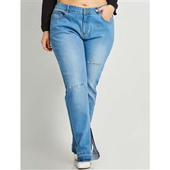 Jeans for Women, Full Length Plus Size Jean, Worn Hole Jean Pants, Women Cropped Jean Pants, Fashion Elastic Denim Pants, Fashion Jeans for Women, Plus Size Denim Pants, #N15732