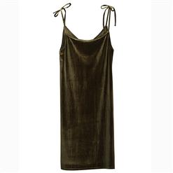 Women's Adjustable Spaghetti Straps V Neck Asymmetric Slit Dress N15720