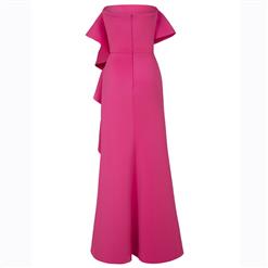 Women's Sexy Sleeveless Strapless High Split Falbala Maxi Dress N15593