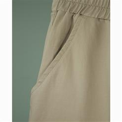 Women's Casual Sport Elastic Waist Pocket Wide Legs Pants N15674