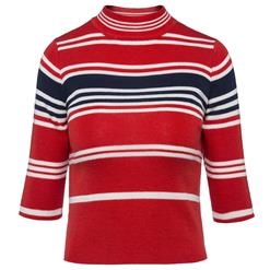Half Sleeve Pullover Sweater, High Neck Stripe Sweater, Slim Pullover Short Sweater, Women's Plain Casual Sweater, Slim Stripe Pullover Sweater, #N15812