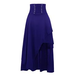 Victorian Steampunk Gothic Vintage Blue Band Waist Skirt N15677