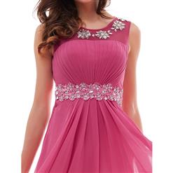 Women's Sleeveless Beaded Appliques Draped Ruched Prom Evening Gowns N15957