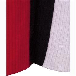 Women's Long Sleeve Round Neck Color Block Stripe Sweater N15672