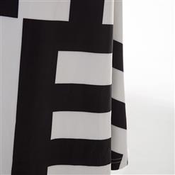 Women's Half Sleeve Off Shoulder Plus Size Irregular Stripe Maxi Dress N15617