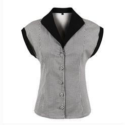 Fashion Casual Short Sleeve Lapel Single-breasted Plaid Shirt N17548