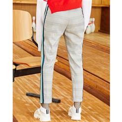 Women's Fashion Stripe Plaid Elastic Slim Pencil Pants N15462