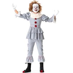 Men's Scary Clown Costume, Scary Clown Cosplay Costume, Gray Scary Clown Costume Men, Scary Clown Role-palying Costume, Halloween Men Clown Costume, #N17741
