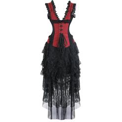 Vintage Red Burlesque Queen Corset Dress Halloween Costume N17346