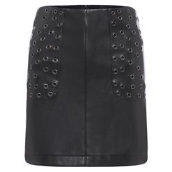 Black PU Skirt, Metal Ring Skirt, Fashion Bodycon Skirt, Women's Black Mini Skirt, Mini Bodycon Skirt, Black Bodycon Skirt, Sexy Party Skirts for Women, #N15703