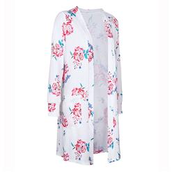 Women's Open Front Floral Print Pocket Long Sleeve Casual Coat N14562