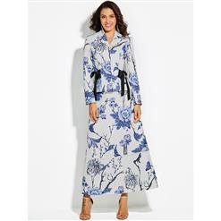 Women's Long Sleeve Notched Lapel Floral Print Fashion Jacket N15695
