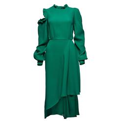 High Neck Maxi Dress, Lantern Sleeve Maxi Dress, Casual Maxi Dress, Maxi Dresses for Women Green, Irregular Maxi Dress, Fashion Maxi Dress, #N15055