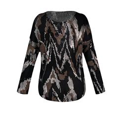 Women's Round Neck Long Sleeve Camouflage Print Pullover Sweater N15974