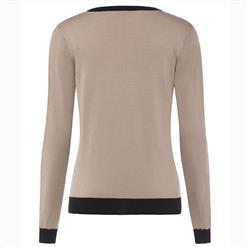 Women's Long Sleeve Round Neck Beading Pullover Knitwear N15688
