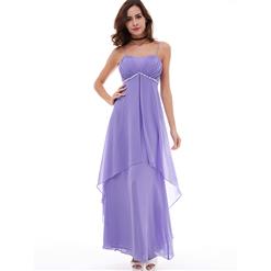 Sleeveless Evening Dress, Evening Party Purple Dress, Purple Spaghetti Straps Formal Dress, Chiffion Purple Dress for Women, Evening Dress for Women, #N15655